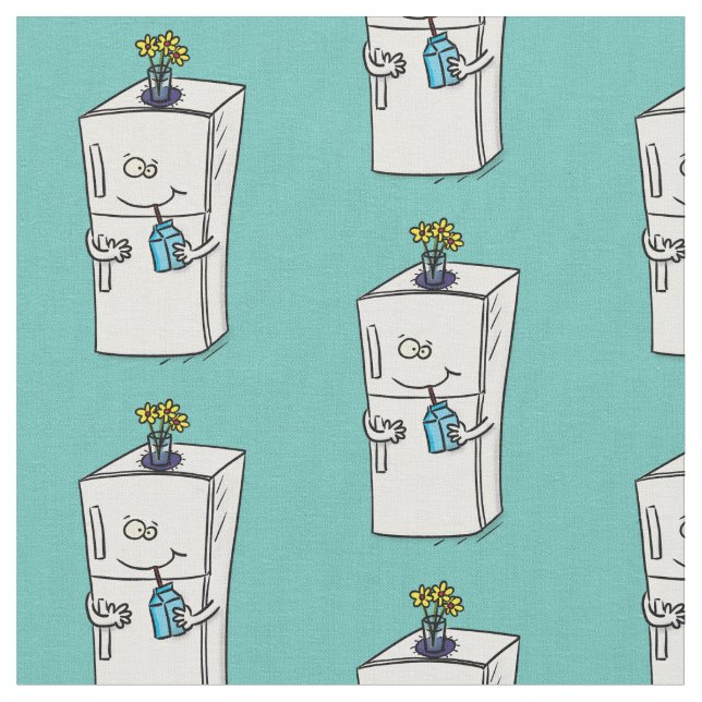 Tissu Illustration drôle de réfrigérateur (Fermer)