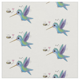 Tissu Illustration du colibri et de l'abeille