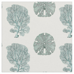 Tissu Illustration du corail de mer antique et du dollar