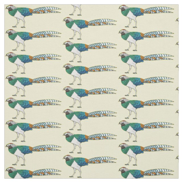 Tissu Illustration du faisan de Lady Amherst (Échantillon)