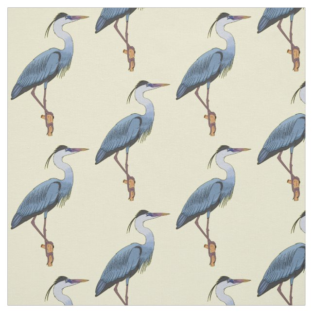 Tissu Illustration du grand héron bleu (Échantillon)
