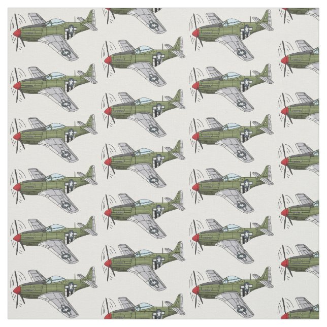 Tissu Illustration d'un avion militaire (Échantillon)