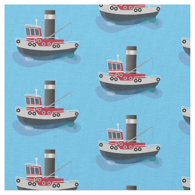 Tissu Illustration d'un bateau à chalutier mignon (Fermer)