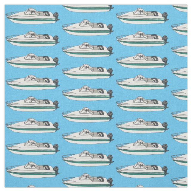 Tissu Illustration d'un bateau à moteur (Échantillon)