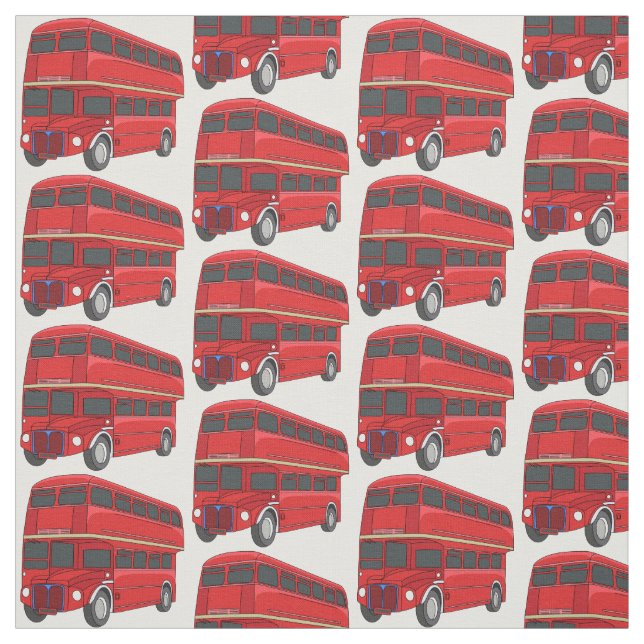 Tissu Illustration d'un bus à deux étages (Échantillon)