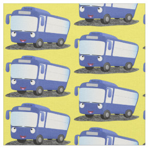 Tissu Illustration d'un bus moderne bleu mignon
