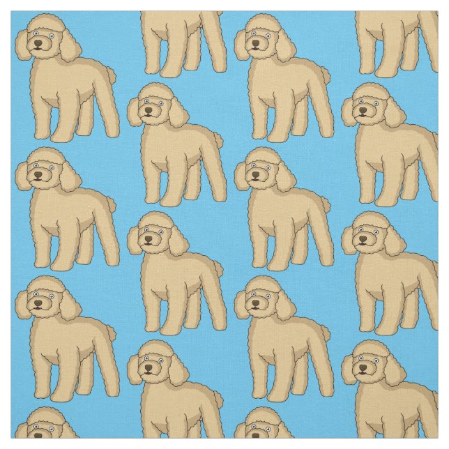 Tissu Illustration d'un caniche brun joyeux (Échantillon)
