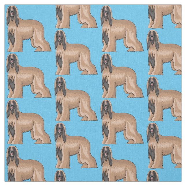 Tissu Illustration d'un chien hound afghan (Échantillon)