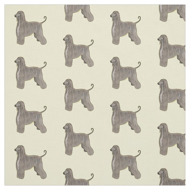 Tissu Illustration d'un chien hound afghan (Échantillon)
