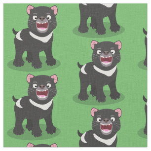 Tissu Illustration d'un diable de Tasmanie affamé
