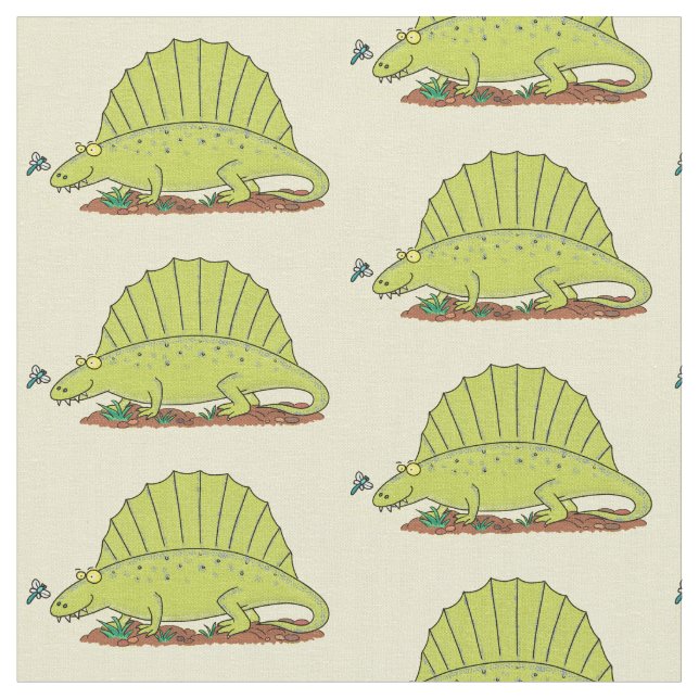 Tissu Illustration d'un dimétrodon vert mignon (Fermer)