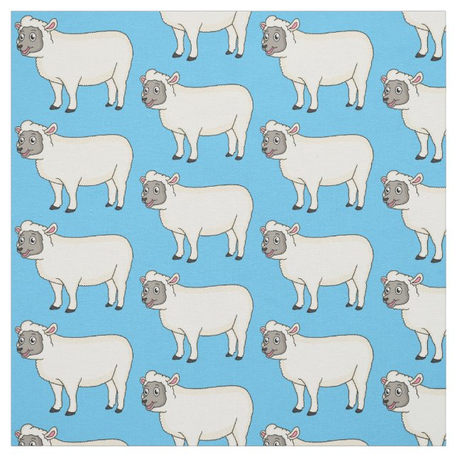 Tissu Illustration d'un mouton joyeux (Échantillon)