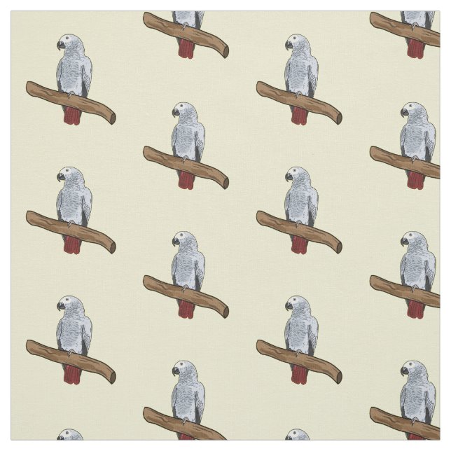 Tissu Illustration d'un perroquet gris en Afrique (Échantillon)