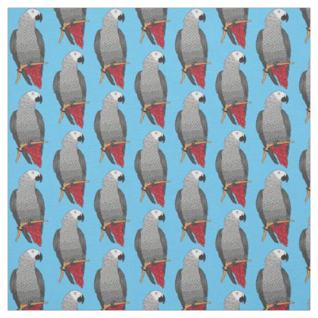 Tissu Illustration d'un perroquet gris en Afrique (Échantillon)