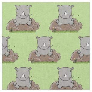 Tissu Illustration d'un petit rhinocéros