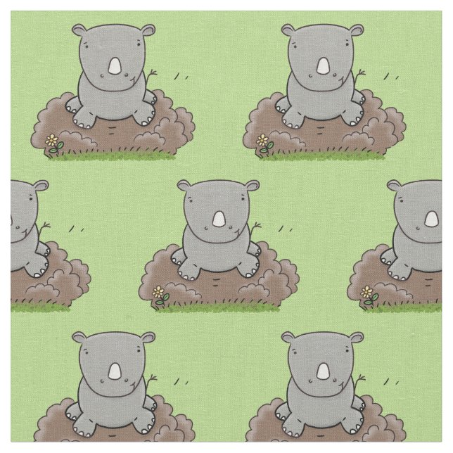 Tissu Illustration d'un petit rhinocéros (Fermer)
