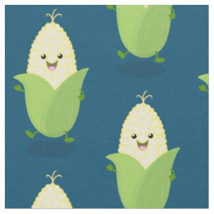 Tissu Illustration d'une caricature de maïs joyeux