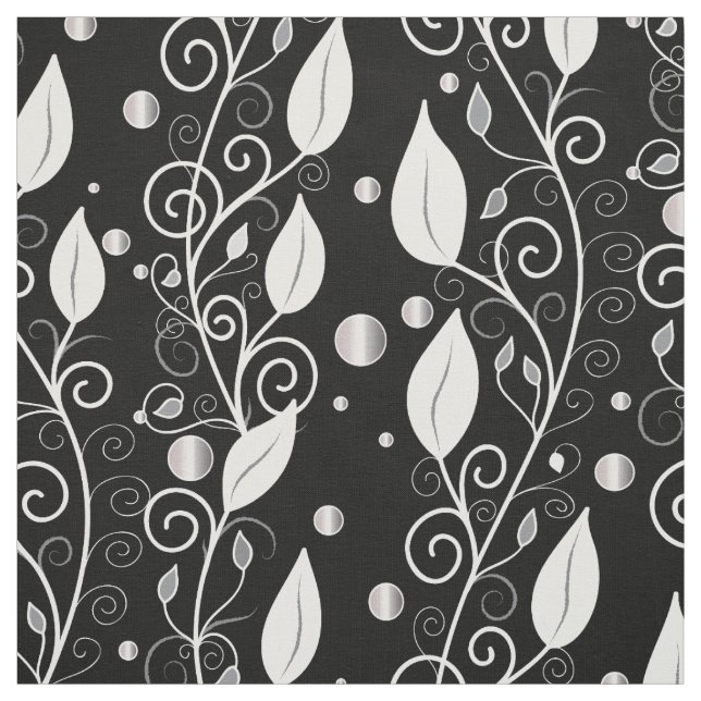 Tissu Illustration moderne abstraite d'encre noire et bl (Échantillon)