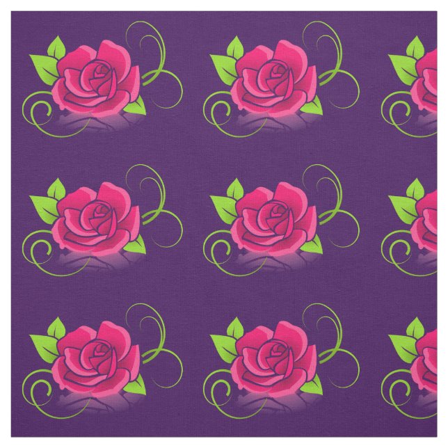 Tissu Illustration rose (Échantillon)