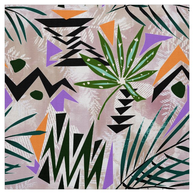 Tissu Illustration tropicale hawaïenne lumineuse (Échantillon)