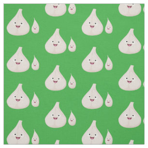 Tissu Illustration végétale de caricature à l'ail mignon