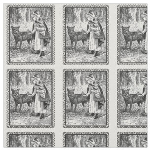 Tissu Illustration vintage encadrée Manche à manches rou