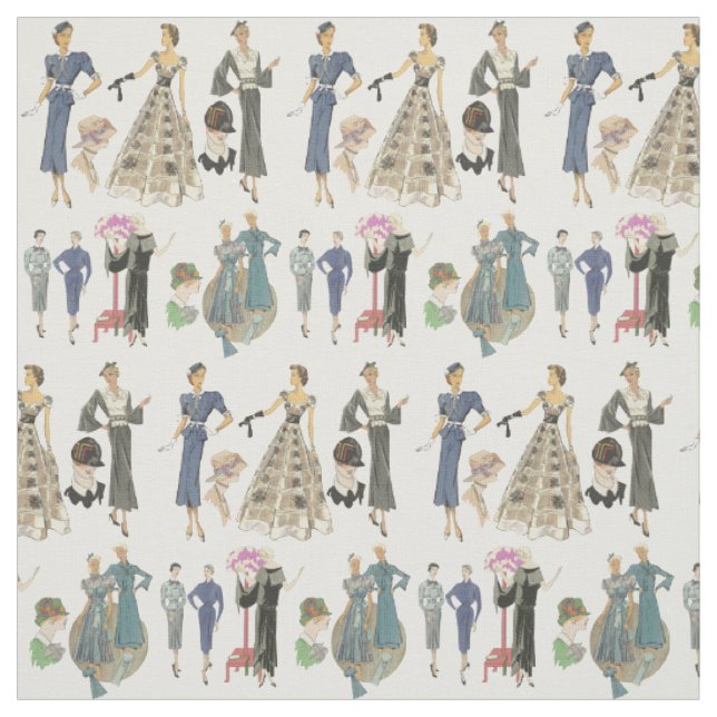 Tissu illustrations d'art de mode des années 1920 et 30  (Échantillon)