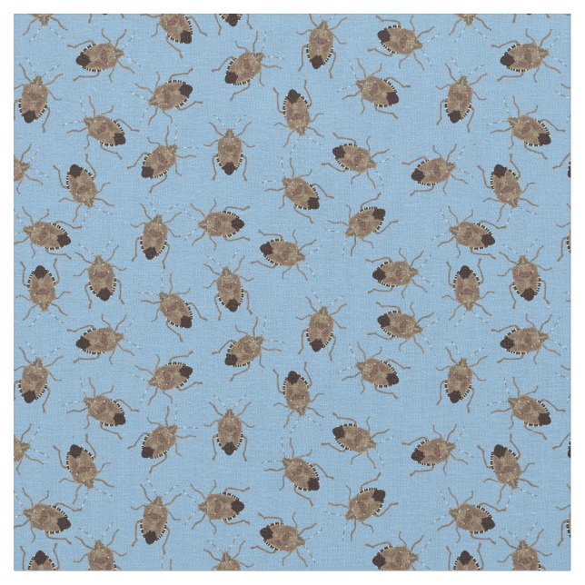 Tissu Illustrations de bogues Brown sur motif bleu (Fermer)