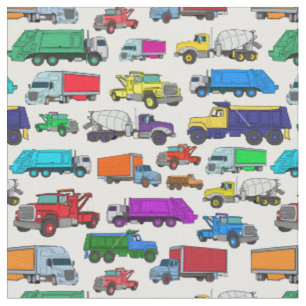 Tissu Illustrations de camionnette de style dessin anim