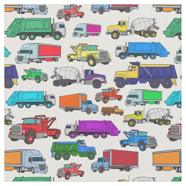 Tissu Illustrations de camionnette de style dessin animé (Fermer)