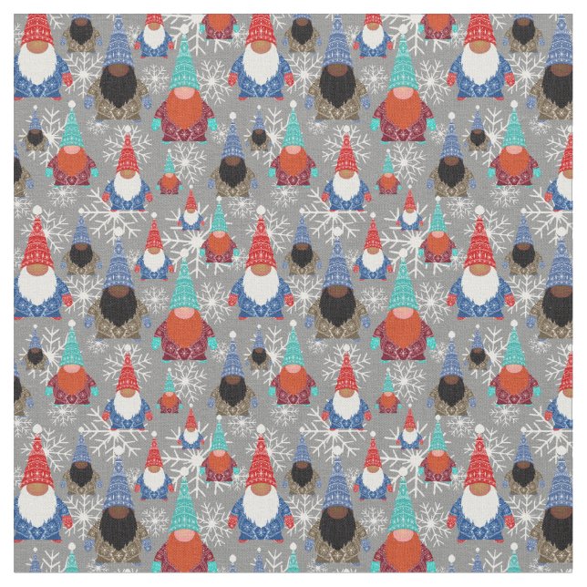 Tissu Illustrations de flocon de neige Gnome Motif de No (Fermer)
