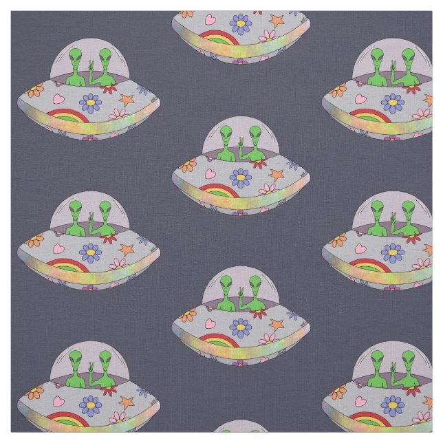 Tissu Ils viennent dans l'UFO de paix (Échantillon)