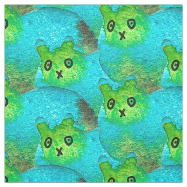 Tissu Image d'art de chat bleu gras mou (Échantillon)