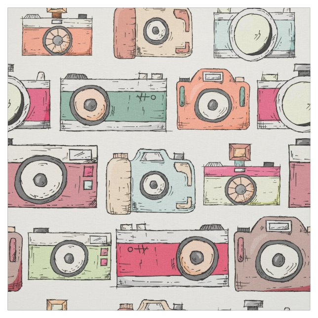 Tissu Image de la caméra Main dessinée Motif nouveauté c (Échantillon)