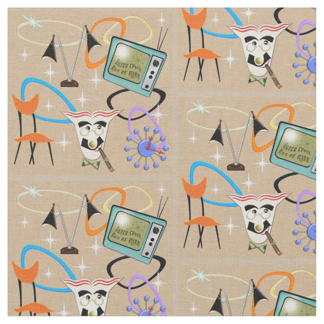 Tissu Images iconiques d'années '50 astucieuses sur (Fermer)