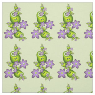 Tissu Imaginaire Floral Fleurs Lilac Formes vertes Fract