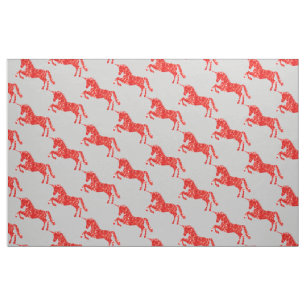 Tissu Imaginaire Unicorne rouge mystique