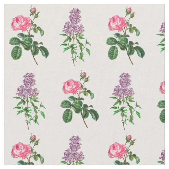 Tissu Impression botanique de rose et de lilas (Fermer)
