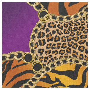 Tissu Impression d'animaux baroque moderne avec des chaî