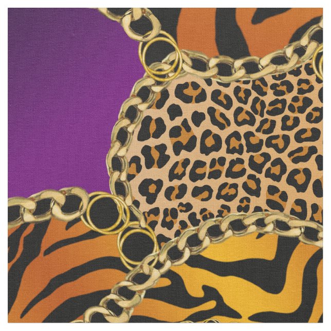 Tissu Impression d'animaux baroque moderne avec des chaî (Fermer)