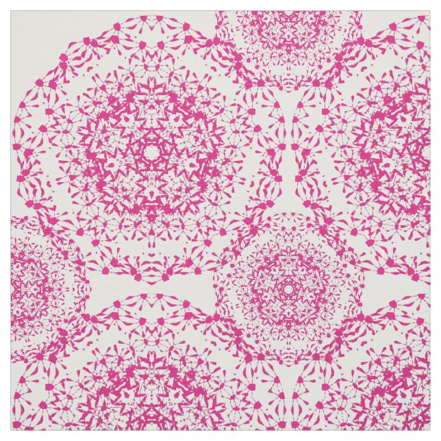 Tissu Impression de Damas Florales rose et blanc (Échantillon)