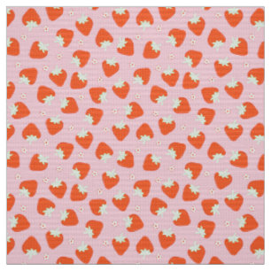 Tissu Impression de fraises roses