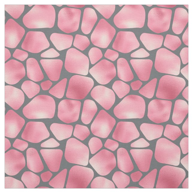 Tissu Impression de girafe rose et gris (Échantillon)