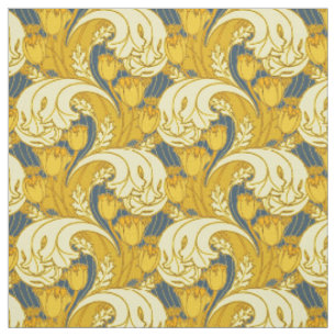 Tissu Impression de motif de tulipe : Art nouveau bleu j