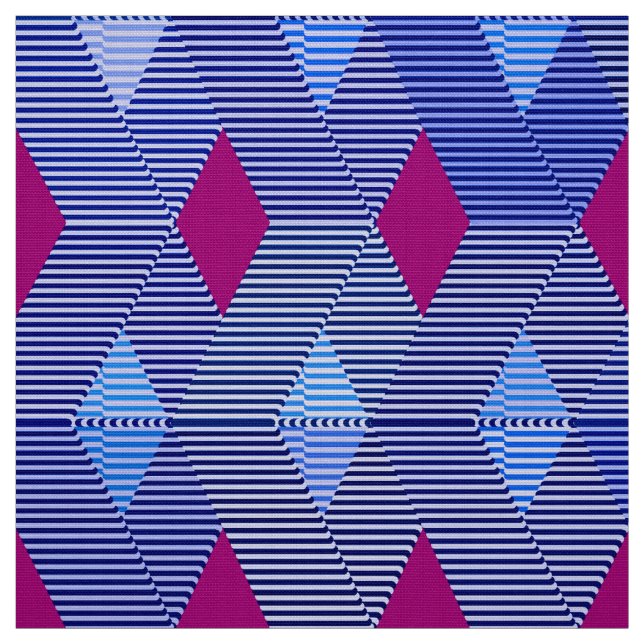 Tissu Impression diamant moderne du milieu du siècle, bl (Échantillon)