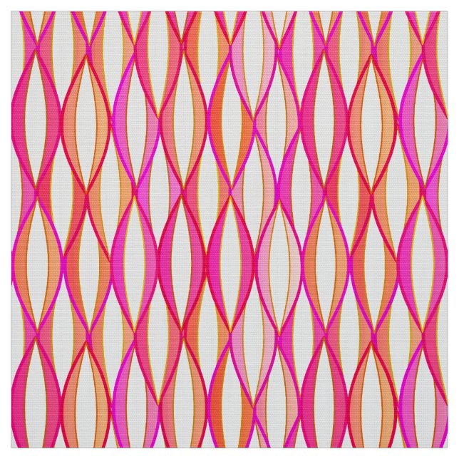Tissu Impression du ruban du milieu du siècle - corail e (Échantillon)