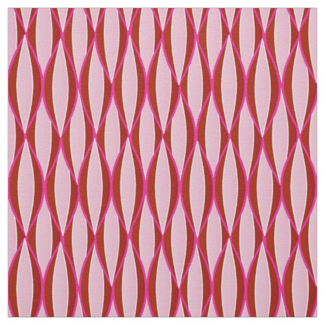 Tissu Impression du ruban du milieu du siècle - rose et  (Échantillon)