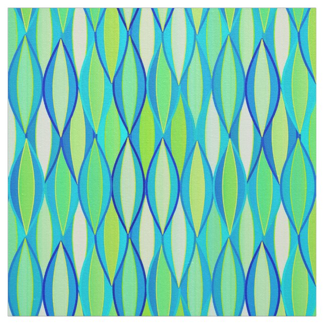 Tissu Impression du ruban du milieu du siècle - turquois (Échantillon)