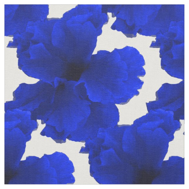 Tissu Impression florale bleue de ketmie (Fermer)