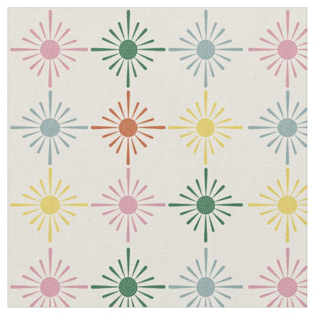 Tissu Impression florale géométrique en fleur rétro (Fermer)